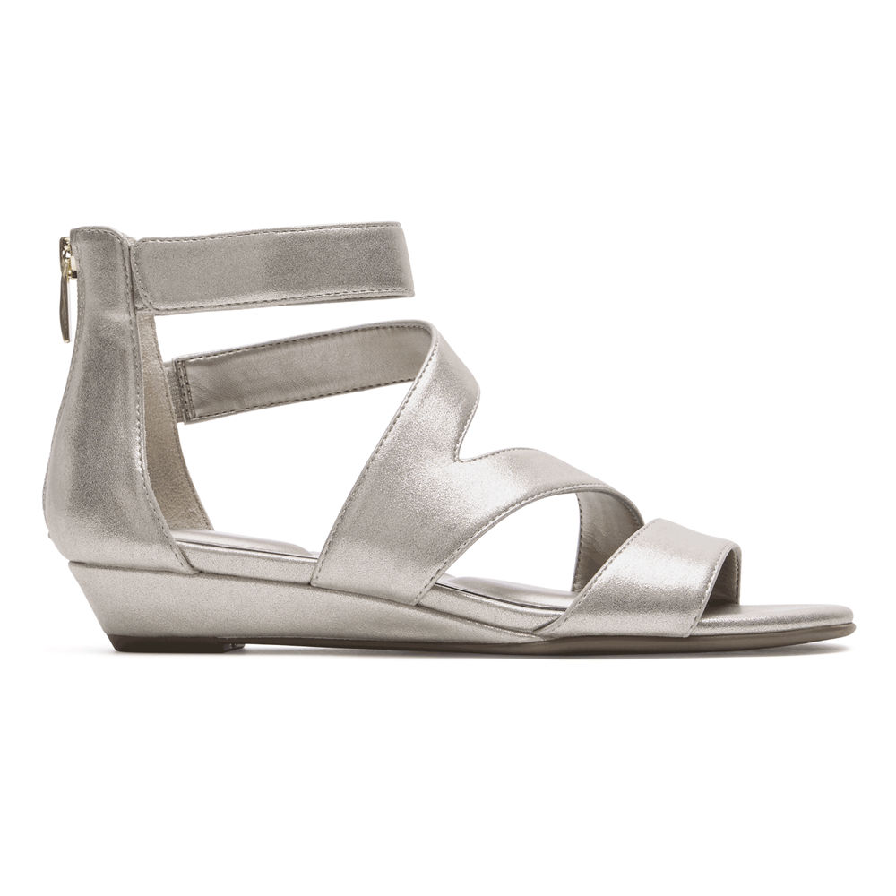 Rockport Womens Sandals Silver - Total Motion Zandra Strappy - UK 792-DOUTZF